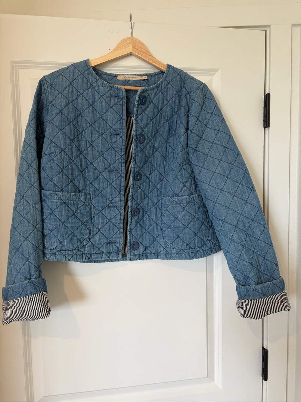 La Fée Maraboutée Quilted Chambray Jacket Size 38